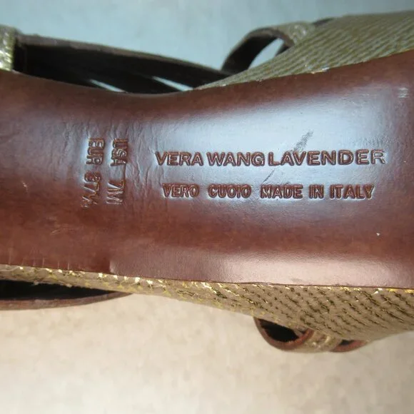 Vera Wang Lavender Label Metallic Platform Heels | 37.5 / US 7 - Picture 8 of 9